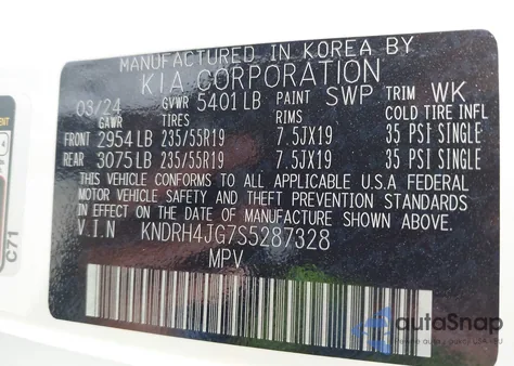 2025 Kia Sorento Hybrid Ex z USA, uszkodzony, nr VIN KNDRH4JG7S5287328